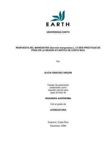 UNIVERSIDAD EARTH RESPUESTA DEL MANGOSTÃN (Garcinia ...