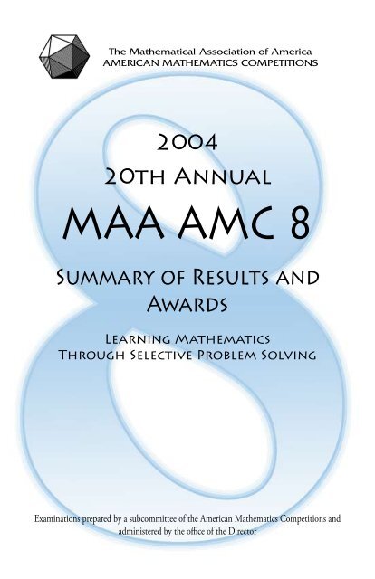 MAA AMC 8 - American Mathematics Competitions - Mathematical