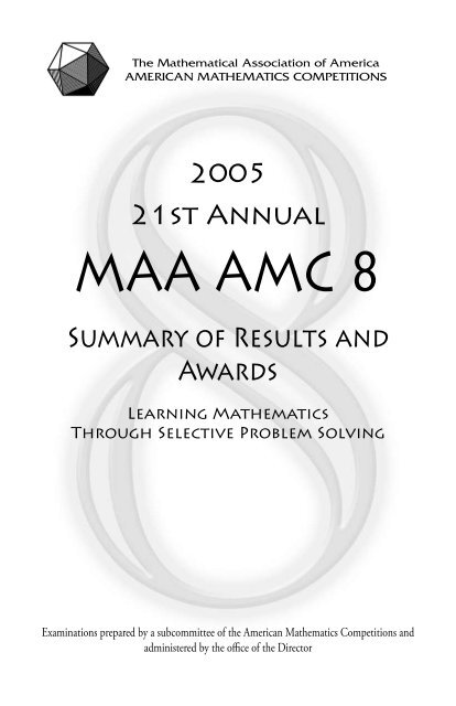 MAA AMC 8 - American Mathematics Competitions - Mathematical ...