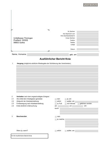 F 2134 Ausführlicher Bericht Knie - Unfallkasse Thüringen