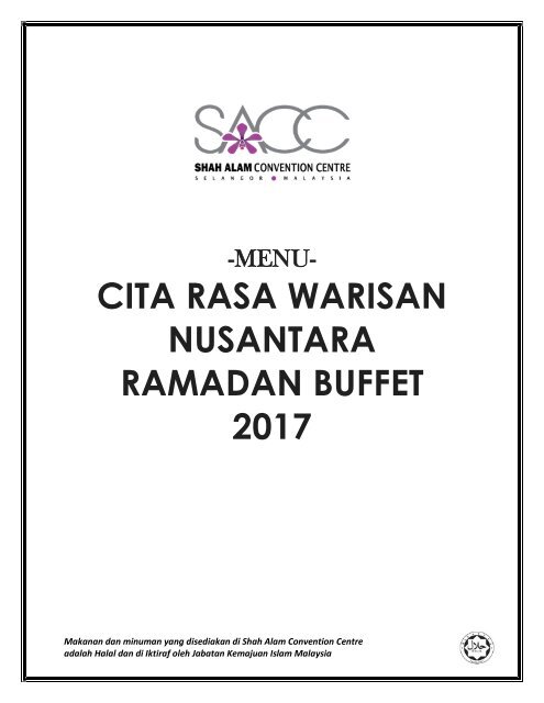 RAMADAN BUFFET CITARASA WARISAN NUSANTARA (MENU 2017)