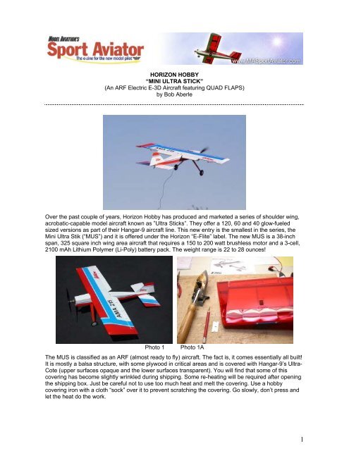 mini ultra stick rc plane