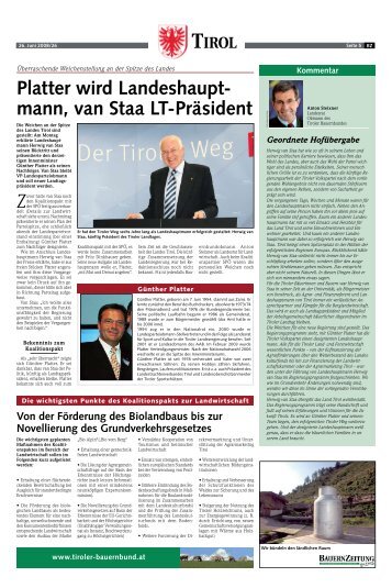 mann, van Staa LT-Präsident - Tiroler Bauernbund