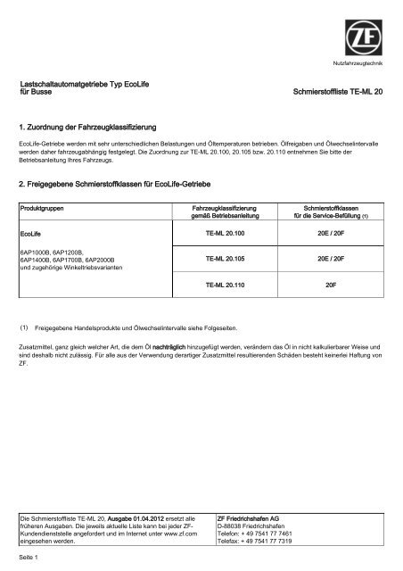 TE-ML 20 - ZF-ServiceLine - ZF Friedrichshafen AG