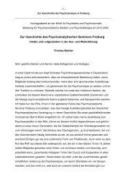 Zur Geschichte des Psychoanalytischen Seminars Freiburg