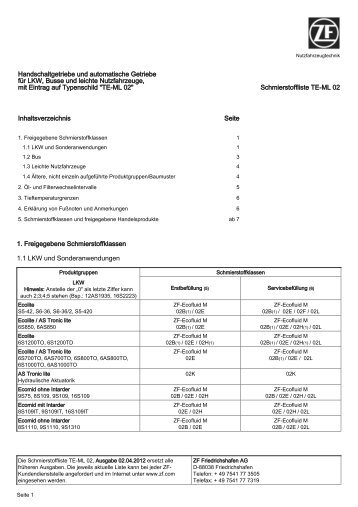 TE-ML 02 - ZF-ServiceLine - ZF Friedrichshafen AG