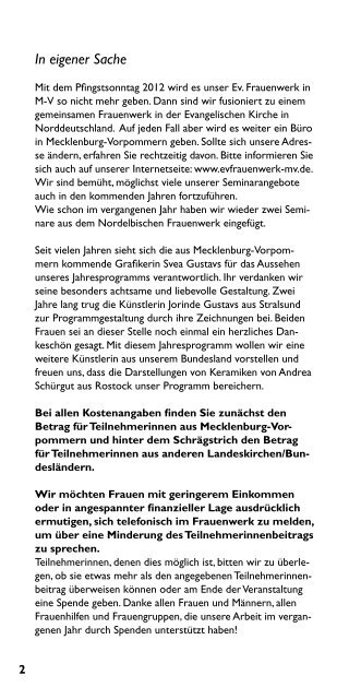 Jahresprogramm 2012 - Evangelisches Frauenwerk