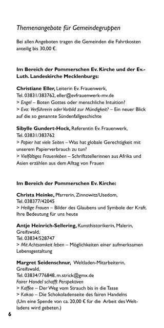 Jahresprogramm 2012 - Evangelisches Frauenwerk