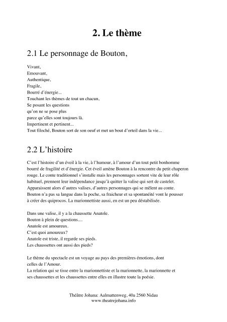 Curriculum Vitae de Johana Bory, 10 Janvier 1977 - Theatre Johana