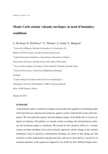 Monte Carlo seismic volcanic envelopes: in need of boundary ...