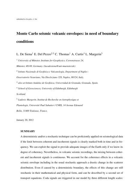 Monte Carlo seismic volcanic envelopes: in need of boundary ...