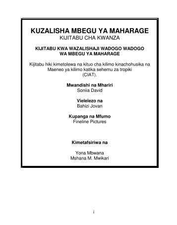 KUZALISHA MBEGU YA MAHARAGE - CIAT