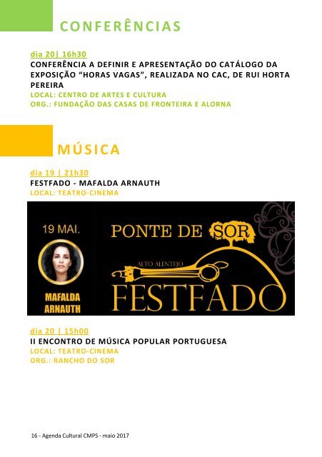 Agenda Cultural maio 2017