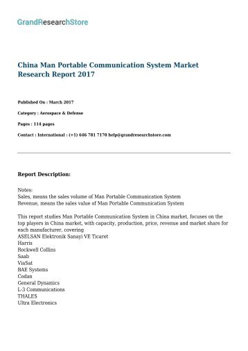 China Man Portable Communication System Market