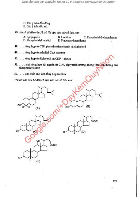 CÂU HỎI TRẮC NGHIỆM HÓA SINH Y HỌC & SINH LÝ HỌC ĐH Y DƯỢC TPHCM