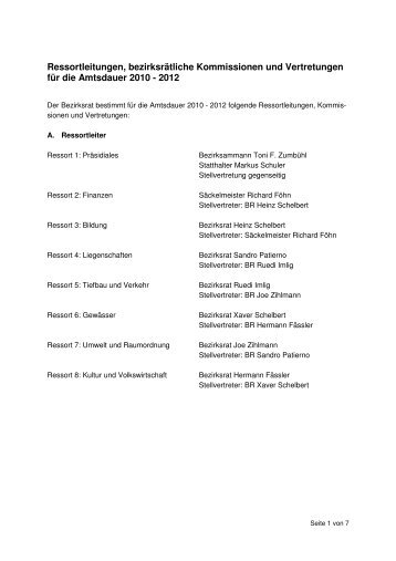 Bezirksrätliche Kommissionen 2010-2012 - Bezirk Schwyz