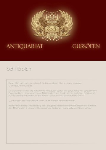 Gussöfen Antiquariat Schillerofen - Antike Gussöfen Koch