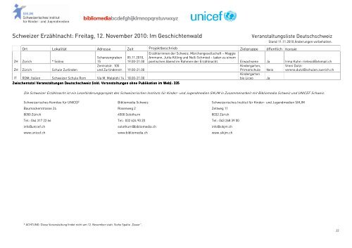 Freitag, 12. November 2010 - SIKJM Schweizerisches Institut für ...