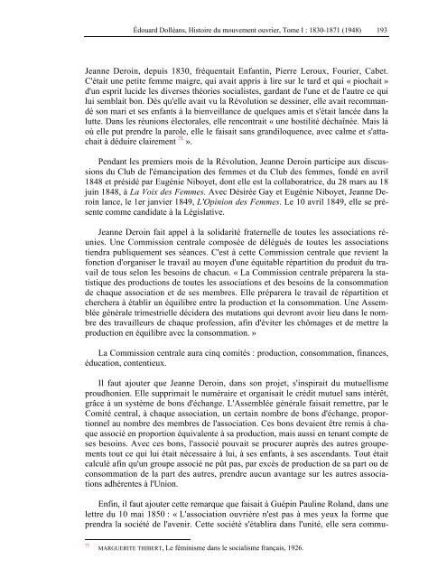 Histoire du mouvement ouvrier Tome I : 1830-1871