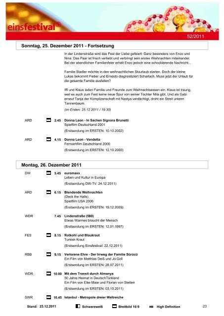 Programmwoche 52/2011 - Das Programm der ARD - Send - ARD