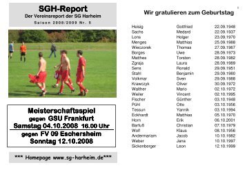 Spielbericht der 2. Mannschaft vom 28.09.2008 - SG Harheim 1946