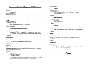 Programm zur Schulvorstellung vom 4.6.2011 im Kubiz - la-danza.com