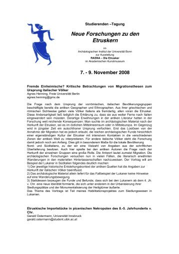 Neue Forschungen zu den Etruskern - Die Etrusker in Bonn