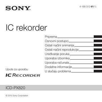 Sony ICD-PX820 - ICD-PX820 Istruzioni per l'uso Croato