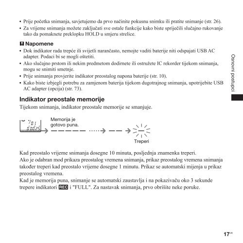 Sony ICD-PX820 - ICD-PX820 Istruzioni per l'uso Croato