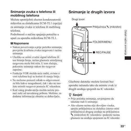 Sony ICD-PX820 - ICD-PX820 Istruzioni per l'uso Croato