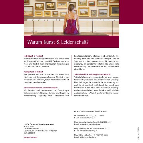 Folder Kunst & Leidenschaft Kunstversicherung - Uniqa