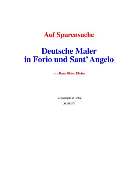 Auf Spurensuche - Deutsche Maler in Forio und Sant'Angelo