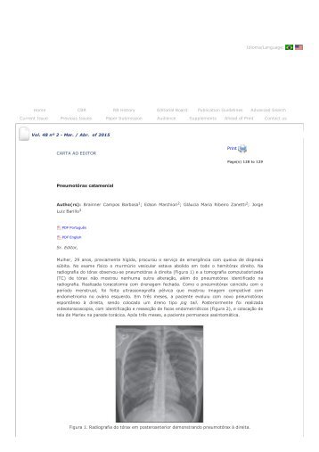 Radiologia Brasileira - Pneumotórax catamenial