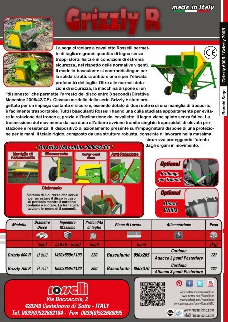 Sega circolare a cardano Grizzly 600 R / Grizzly 700 R - Rosselli Snc 