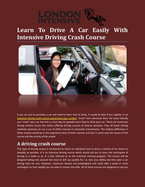 Intensive driving course london guaranteed pass Intensive driving course london guaranteed pass
