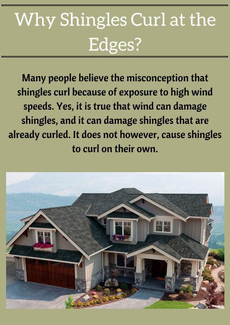 Here are the Main Reason of Curling Shingles at the Edges