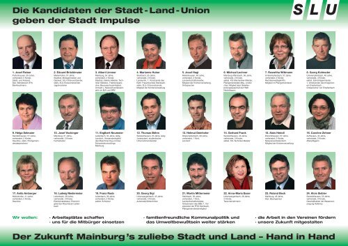 Die Kandidaten der Stadt-Land-Union geben der ... - Stadt und Land