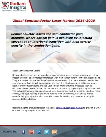 Global Semiconductor Laser Market and Forecast Report to 2020:Radiant Insights, Inc