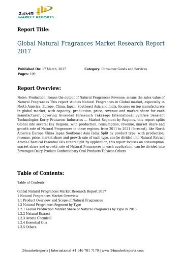 Global Natural Fragrances Market Research Report 2017