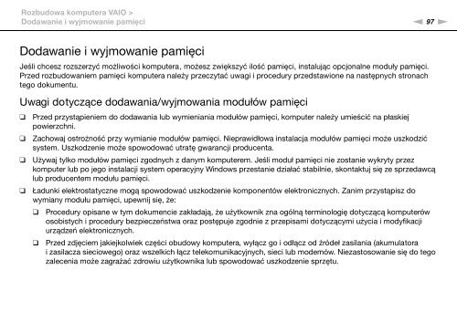 Sony VGN-NW2ZRF - VGN-NW2ZRF Mode d'emploi Polonais