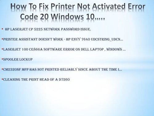 How To Fix Printer Not Activated Error Code 20 in Windows 10? | HP Technical Support Number 