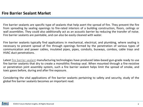 Fire Barrier Sealant Market Is Expected To Generate Huge Profits by 2017-2027