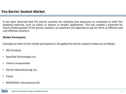 Fire Barrier Sealant Market Is Expected To Generate Huge Profits by 2017-2027