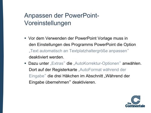 Continentale_Gebrauchsanweisung - Power Point 