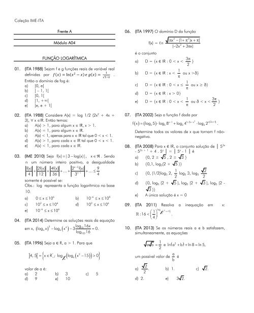 Colecao Ime Ita 17 Matematica Livro 4