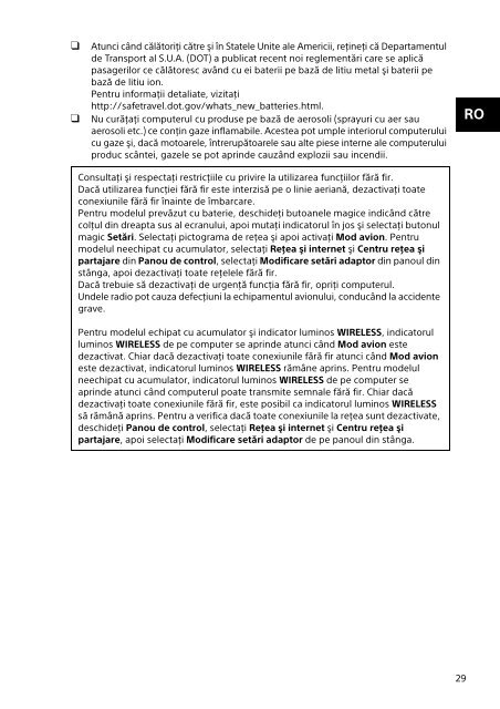 Sony SVF1521P2E - SVF1521P2E Documents de garantie Roumain