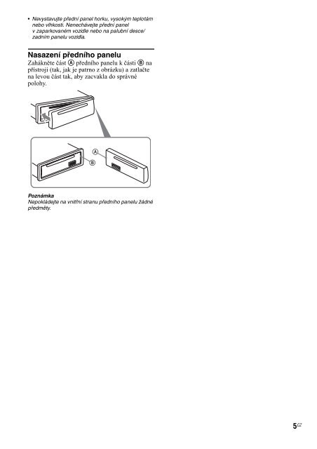 Sony CDX-GT111 - CDX-GT111 Consignes d&rsquo;utilisation Tch&egrave;que