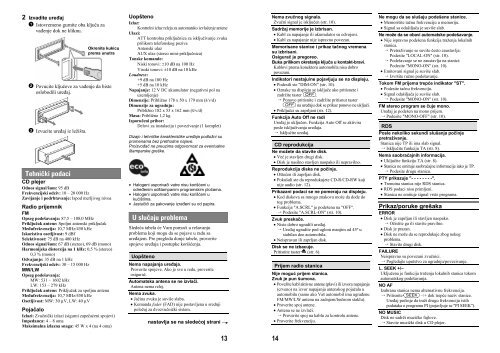 Sony CDX-GT111 - CDX-GT111 Mode d'emploi Serbe