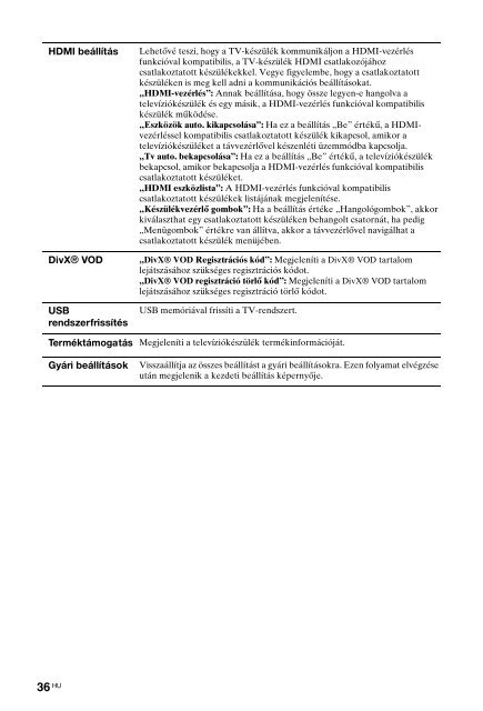 Sony KDL-32NX520 - KDL-32NX520 Consignes d&rsquo;utilisation Hongrois