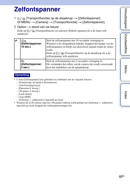 Sony NEX-F3D - NEX-F3D Consignes d&rsquo;utilisation N&eacute;erlandais